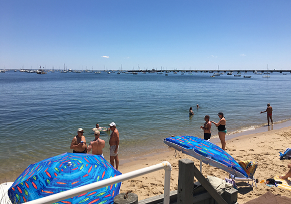 Waterfront 3+ Bed, 2 Bath Apartment. Includes waterfront balcony with seating for 4, fully stocked kitchen, full dining room seating for 8, full living room with harbor and beach views, media room with fireplace, air conditioning and heating, WiFi, iHome, Comcast TV/DVD.